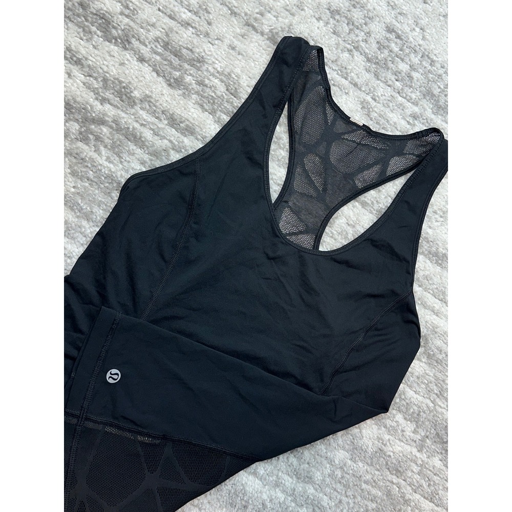Lululemon Tank Top Womens 6 Black Mesh Back Racerback Run Yoga Workout